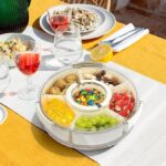 ⁦طبق تسالي دوار ب 6 خانات بغطاء شفاف لتقديم الحلويات والمكسرات⁩ - الصورة ⁦7⁩