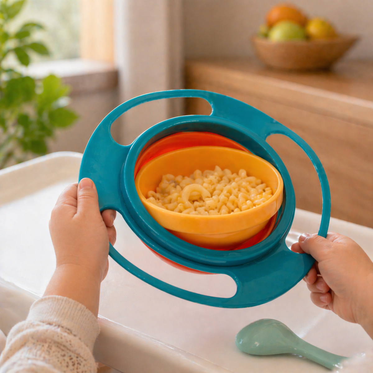 ⁦طبق سحري دوار يمنع انسكاب الطعام آمن وصحي للاطفال⁩ - الصورة ⁦2⁩