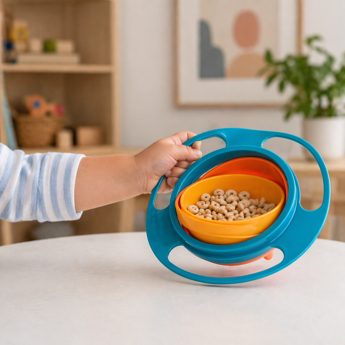 ⁦طبق سحري دوار يمنع انسكاب الطعام آمن وصحي للاطفال⁩ - الصورة ⁦3⁩