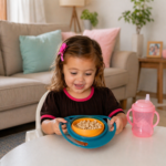 ⁦طبق سحري دوار يمنع انسكاب الطعام آمن وصحي للاطفال⁩ - الصورة ⁦5⁩