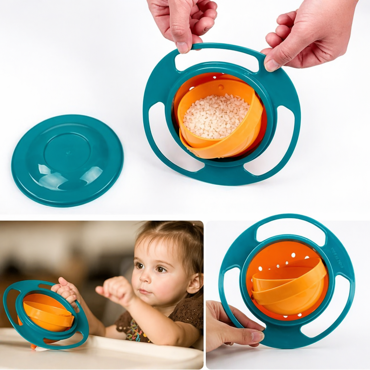 ⁦طبق سحري دوار يمنع انسكاب الطعام آمن وصحي للاطفال⁩ - الصورة ⁦6⁩