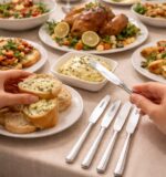 ⁦طقم سكاكين عشاء استانلس ستيل تركي باللون الفضي بمقبض مزخرف 12 قطعة⁩ - الصورة ⁦3⁩