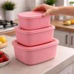 ⁦طقم علب تلاجة 4 قطع بأحجام مختلفة لحفظ وتنظيم الطعام بغطاء بإطار سيليكون محكم العلق⁩ - الصورة ⁦2⁩