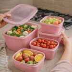 ⁦طقم علب تلاجة 4 قطع بأحجام مختلفة لحفظ وتنظيم الطعام بغطاء بإطار سيليكون محكم العلق⁩ - الصورة ⁦3⁩