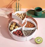 ⁦علبة تسالي اكريليك شفاف ب5 خانات بغطاء ويد من الجلد لتقديم الحلويات والمكسرات⁩ - الصورة ⁦6⁩