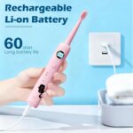 ⁦فرشة أسنان كهربائية للأطفال بتصميم كرتوني و 6 رؤوس قابلة للتبديل وخمسة أوضاع للتنظيف⁩ - الصورة ⁦5⁩