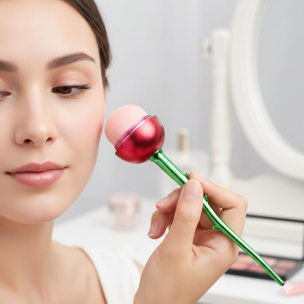 فرشة ميكاب لدمج الكنتور والكونسيلر وكريم الاساس شكل وردة