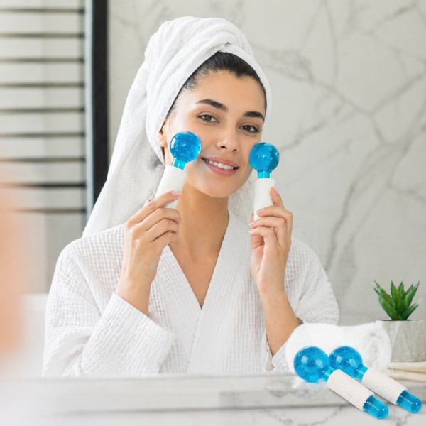 كرات تبريد كريستالية لتدليك الوجه لتهدئة وشد البشرة قطعتين