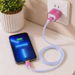 كفر حماية لشاحن وكابل وسلك الايفون تصميم جليتر لامع _ 5 قطع