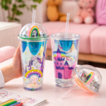 ⁦مج اكليريك 400 مللي بشاليموه مناسب للمشروبات المثلجة مزين باشكال كرتونية⁩ - الصورة ⁦2⁩