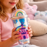 ⁦مج اكليريك 400 مللي بشاليموه مناسب للمشروبات المثلجة مزين باشكال كرتونية⁩ - الصورة ⁦3⁩