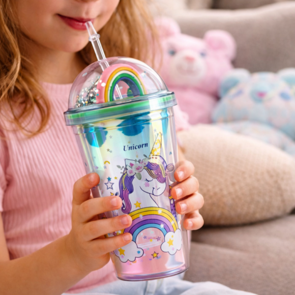 مج اكليريك 400 مللي بشاليموه مناسب للمشروبات المثلجة مزين باشكال كرتونية