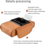 ⁦مسند سيارة جلد مبطن مع حامل أكواب مزدوج مع جزء مخصص للمناديل ومنظم جانبي⁩ - الصورة ⁦4⁩