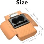 ⁦مسند سيارة جلد مبطن مع حامل أكواب مزدوج مع جزء مخصص للمناديل ومنظم جانبي⁩ - الصورة ⁦5⁩