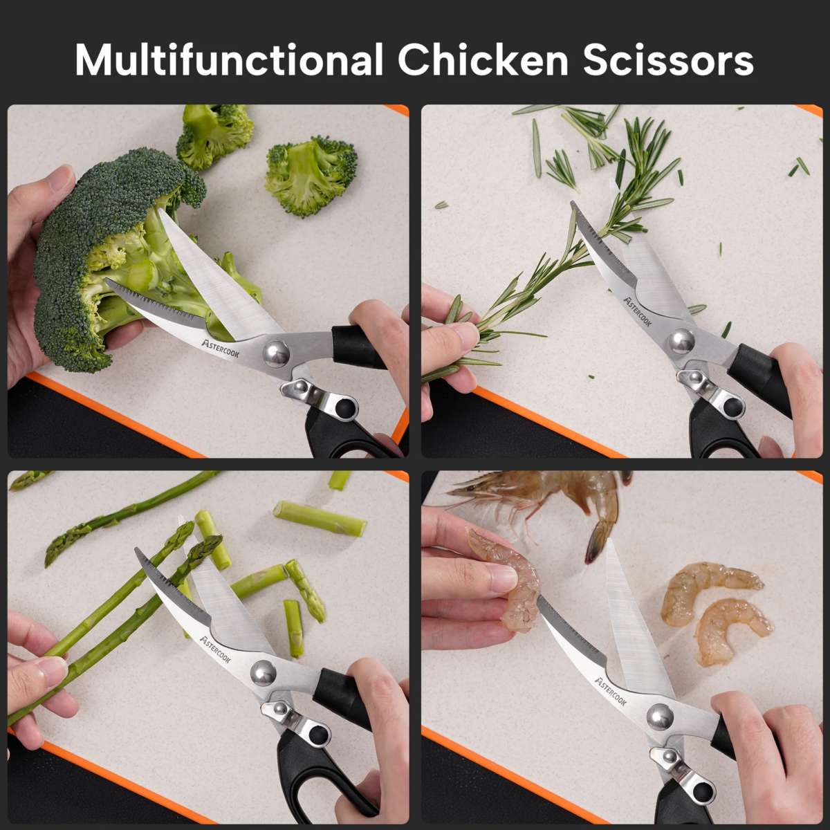 ⁦مقص مطبخ بسوسته و مفتاح امان لتقطيع الفراخ والخضروات متعدد الاستخدامات⁩ - الصورة ⁦5⁩