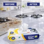 ⁦مناديل مبللة لإزالة الدهون والبقع والأتربة للمطبخ برائحة الليمون 80 قطعة⁩ - الصورة ⁦4⁩