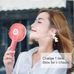 ⁦مروحة ميني يدوية محمولة مع قاعدة للمكتب تعمل ببطارية قابلة لإعادة الشحن بيو اس بي⁩ - الصورة ⁦7⁩