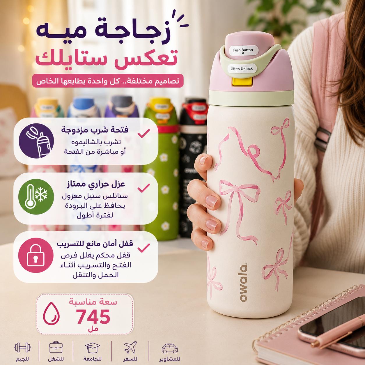 زجاجة-مياه-Owala-ستانلس-ستيل-معزولة-برسومات-مختلفة-سعة-745-مل-بفتحة-شرب-مزدوجة_All_28878_8.jpeg زجاجة مياه Owala ستانلس ستيل معزولة برسومات مختلفة سعة 745 مل بفتحة شرب مزدوجة - الصورة 1