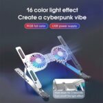 ⁦ستاند لابتوب وتابلت قابل للطي وتعديل الارتفاع مع 2 مروحة تبريد بإضاءة RGB⁩ - الصورة ⁦2⁩