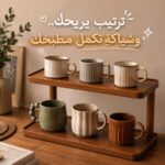 ستاند منظم وحامل اكواب وبرطمانات التوابل من خشب البامبو 2 دور