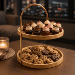 ⁦شيالة حلويات وتقديم خشب بامبو دائرية 2 دور⁩ - الصورة ⁦3⁩