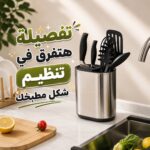 صفاية معالق وحامل سكاكين 2 في 1 استانلس ستيل للمطبخ