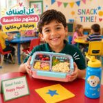 لانش بوكس أطفال استانلس ستيل مقسم 3 خانات بغطاء محكم  مع معلقة وشوكة