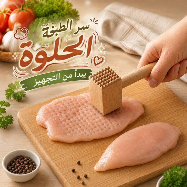 مدق لحوم خشبي لتطرية وتجهيز اللحوم