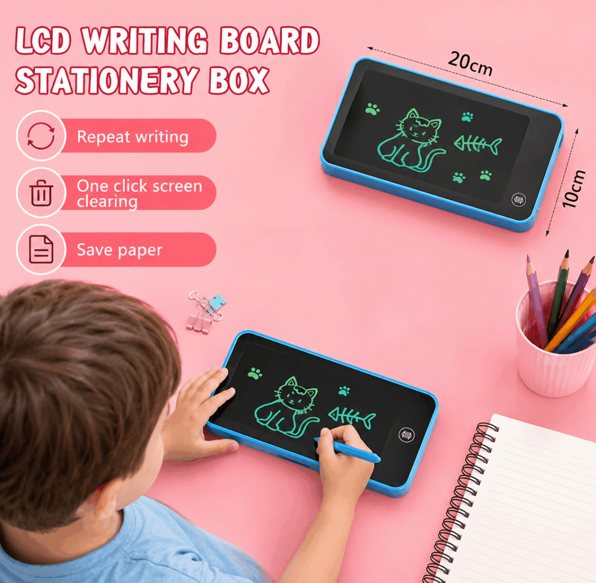 ⁦مقلمة بورد بشاشة LCD للكتابة والرسم وحفظ تنظيم الاقلام⁩ - الصورة ⁦2⁩