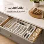 منظم درج معالق وأدوات المطبخ قابل للتوسيع 8 خانات لتنظيم وتوفير المساحة