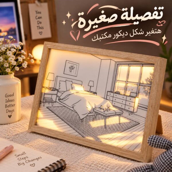 برواز ليد ثلاثي الأبعاد مناسب لغرف النوم والمكتب بيو اس بي