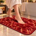 ⁦دواسة حمام قطيفة ناعمة بتصميم رخامي⁩ - الصورة ⁦4⁩