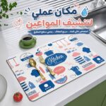 مفرش تنشيف وتصفيه للمواعين بجانب الحوض سريع الجفاف