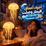 اباجورة ليد شكل قنديل بحر متحرك باضاءة الوان مختلفة - يعمل بالشحن