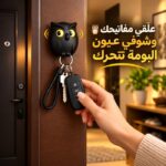 حامل مفاتيح مغناطيسي شكل بومة بعيون متحركة بلصق دبل فيس