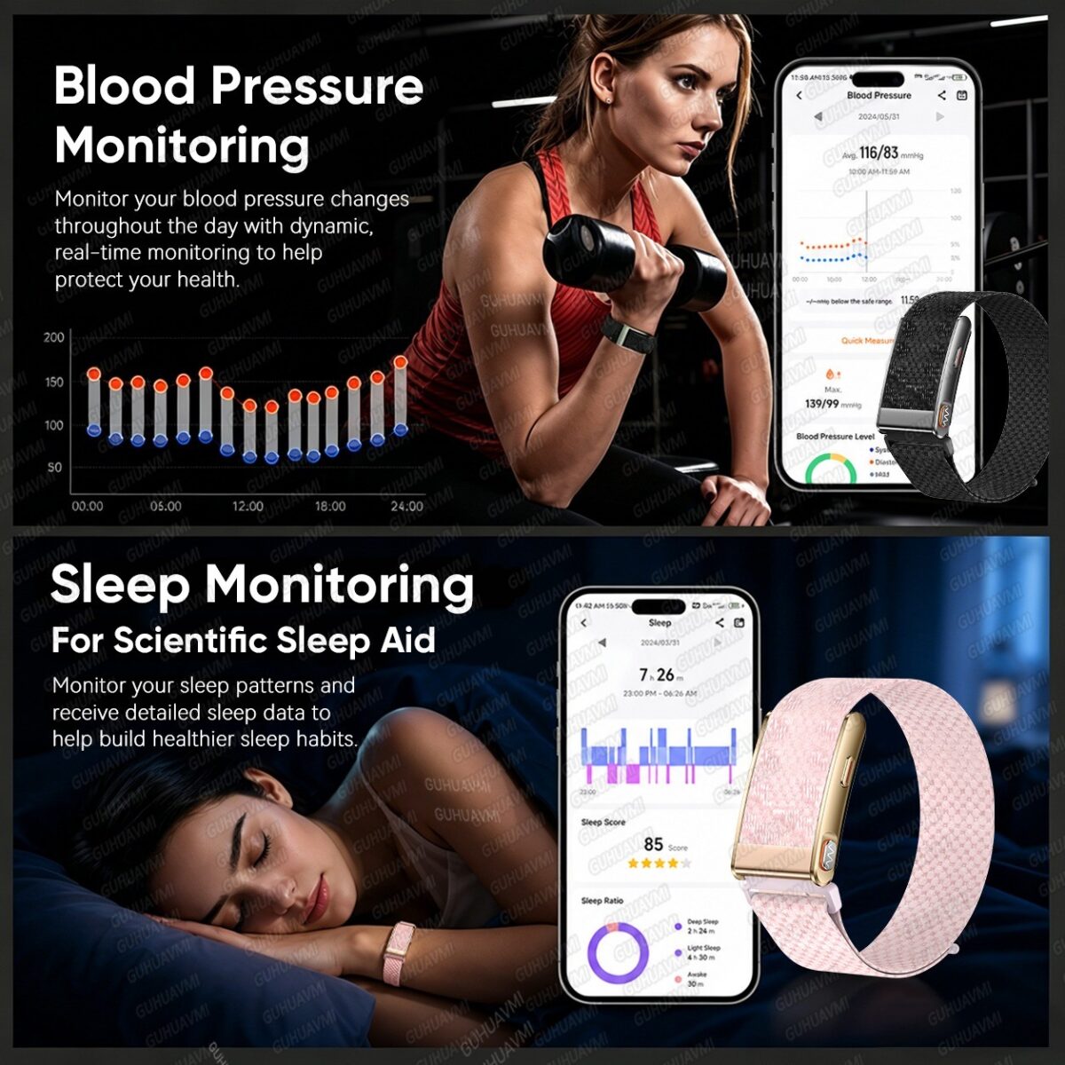 ⁦سوار TREKO ONE الذكي بدون شاشة لمتابعة الصحة واللياقة البدنية مع بلوتوث وتطبيق G band⁩ - الصورة ⁦8⁩