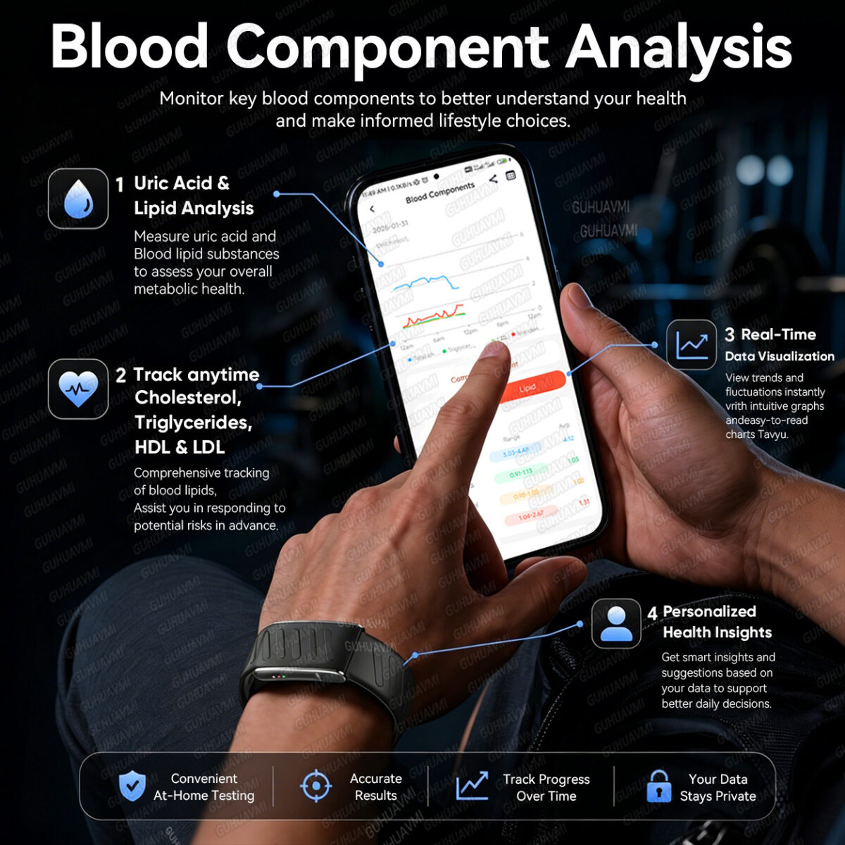 ⁦سوار TREKO ONE الذكي بدون شاشة لمتابعة الصحة واللياقة البدنية مع بلوتوث وتطبيق G band⁩ - الصورة ⁦9⁩