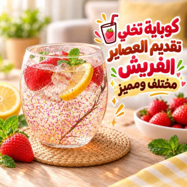كوباية زجاج دابل مزينة بجليتر متحرك من الداخل