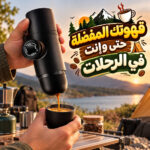 ماكينة اسبريسو يدوية تعمل بالضغط للاستمتاع بالقهوة وقت السفر والرحلات