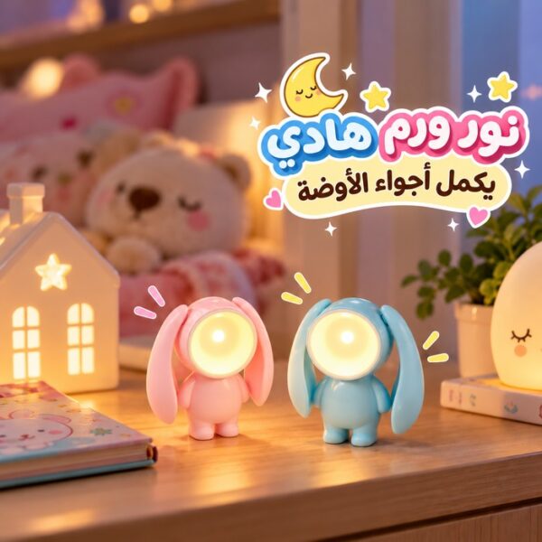 وناسة مكتب ميني شكل أرنب باضاءة ورم تعمل بالبطارية